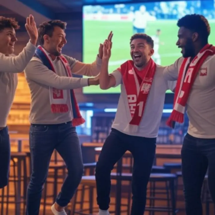 Kibice świętujący zwycięstwo w elektiryzującej atmosferze